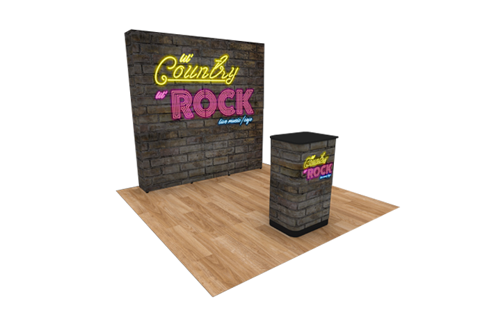 8' Alexandria Velcro Graphic Pop-up Rental w/ EndCaps and Counter (RT89261)