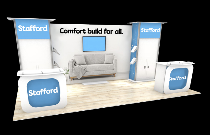 20' Stafford DesignLine Rental Exhibit w/ Counters and Towers (RT81871)