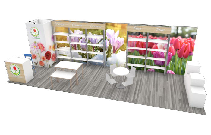 30' Anoka Backlit SEG Rental Display w/ Product Displays and Storage (RT88600)