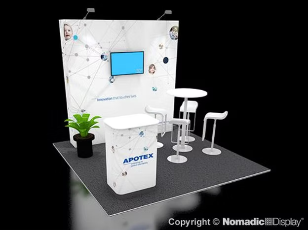 8' SPlus Portable SEG Fabric Pop-up Exhibit w/ AV and Counter (ID91832N)