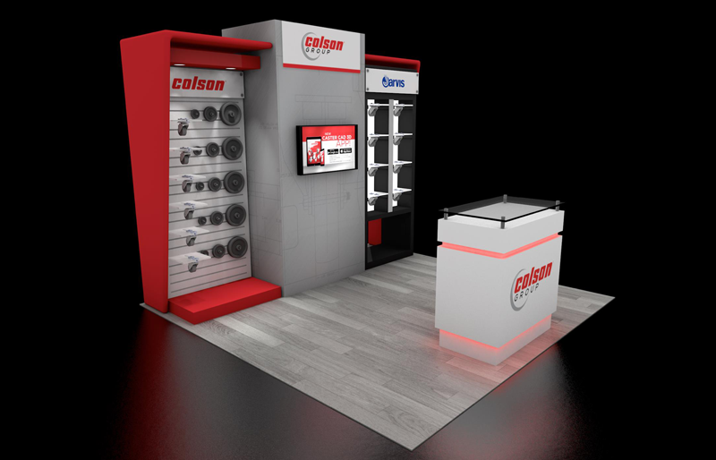 10' x 10' Multi-Product Display w/ Presentation Screen and Reception Counter (ID0516)