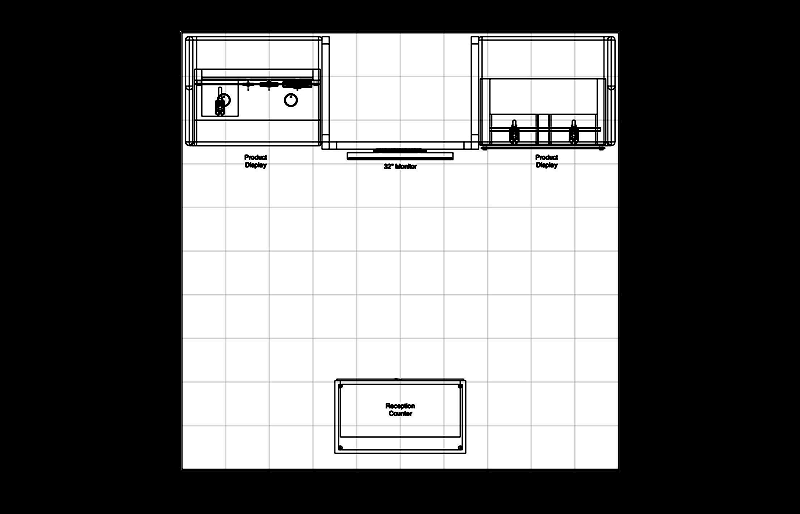 10' x 10' Multi-Product Display w/ Presentation Screen and Reception Counter (ID0516)