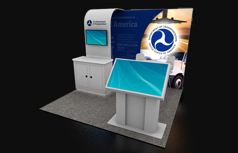 10' x 10' Custom Backlit Display w/ Touchscreen Kiosk and Locking Storage (ID0517)