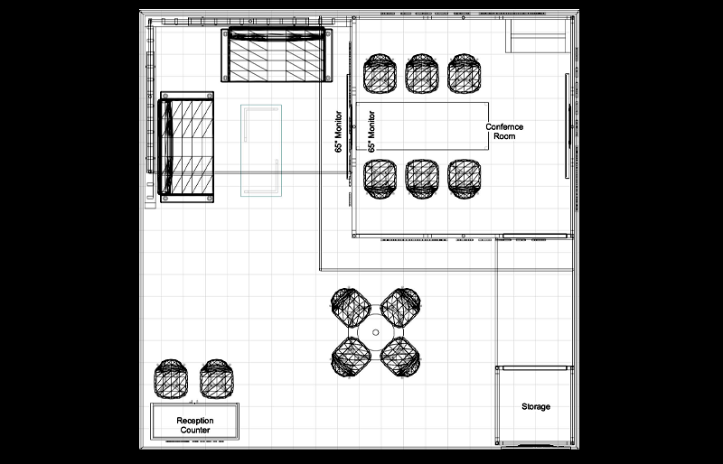 20' x 20' DesignLine Exhibit w/ Conference Room, Lounge Area, and Hanging Sign (ID0558)