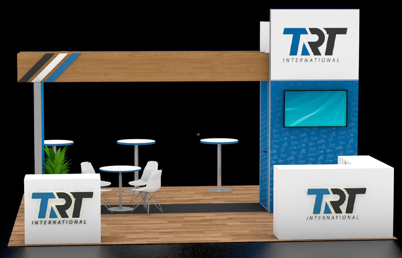 20' x 20' Custom Island Exhibit w/ Architectural Canopy and Meeting Areas (ID0567)