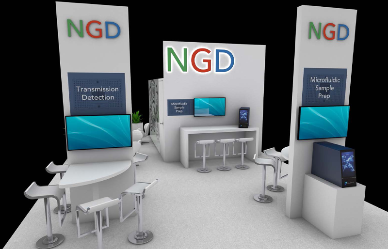 20' x 30' Island Exhibit w/ Private Conference Room and Interactive Workstations (ID0578)