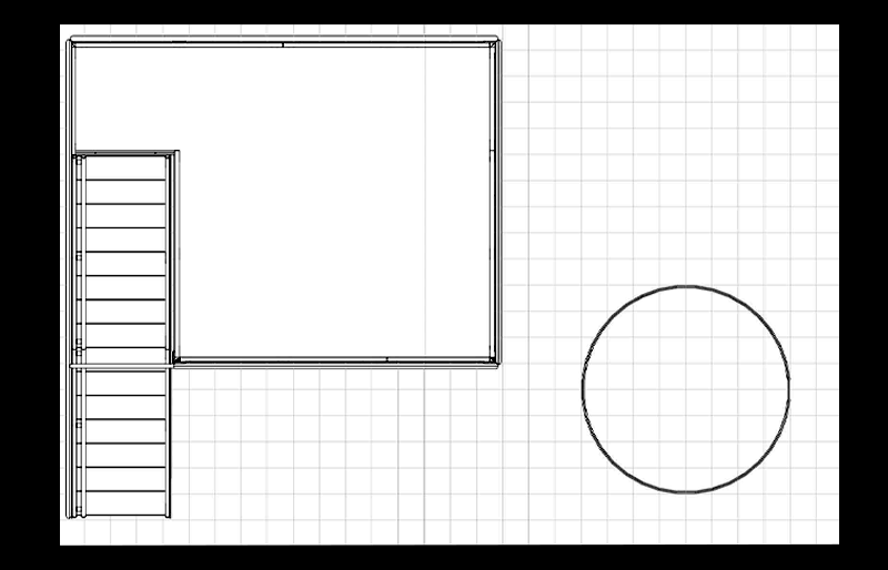 20' x 30' Double-Deck Island Exhibit with Hanging Sign (ID0581)