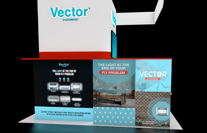 20' x 30' Product Island Exhibit w/ Media Storage Tower and BackLit Kiosks (ID0582)