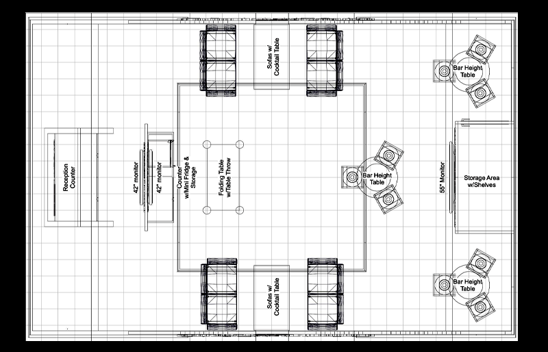 20' x 30' Island Exhibit w/ EdgeLit Angled Architecture and Demo Areas (ID0585)