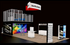 20' x 50' Double Deck Exhibit w/ Glass Meeting Room and Curved Hanging Sign (ID0596)