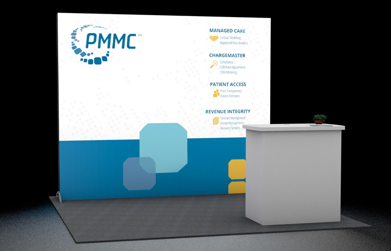 10' x 20' Scalable Backlit LightWall Display w/ Reception Counter and Meeting Area (ID0624)