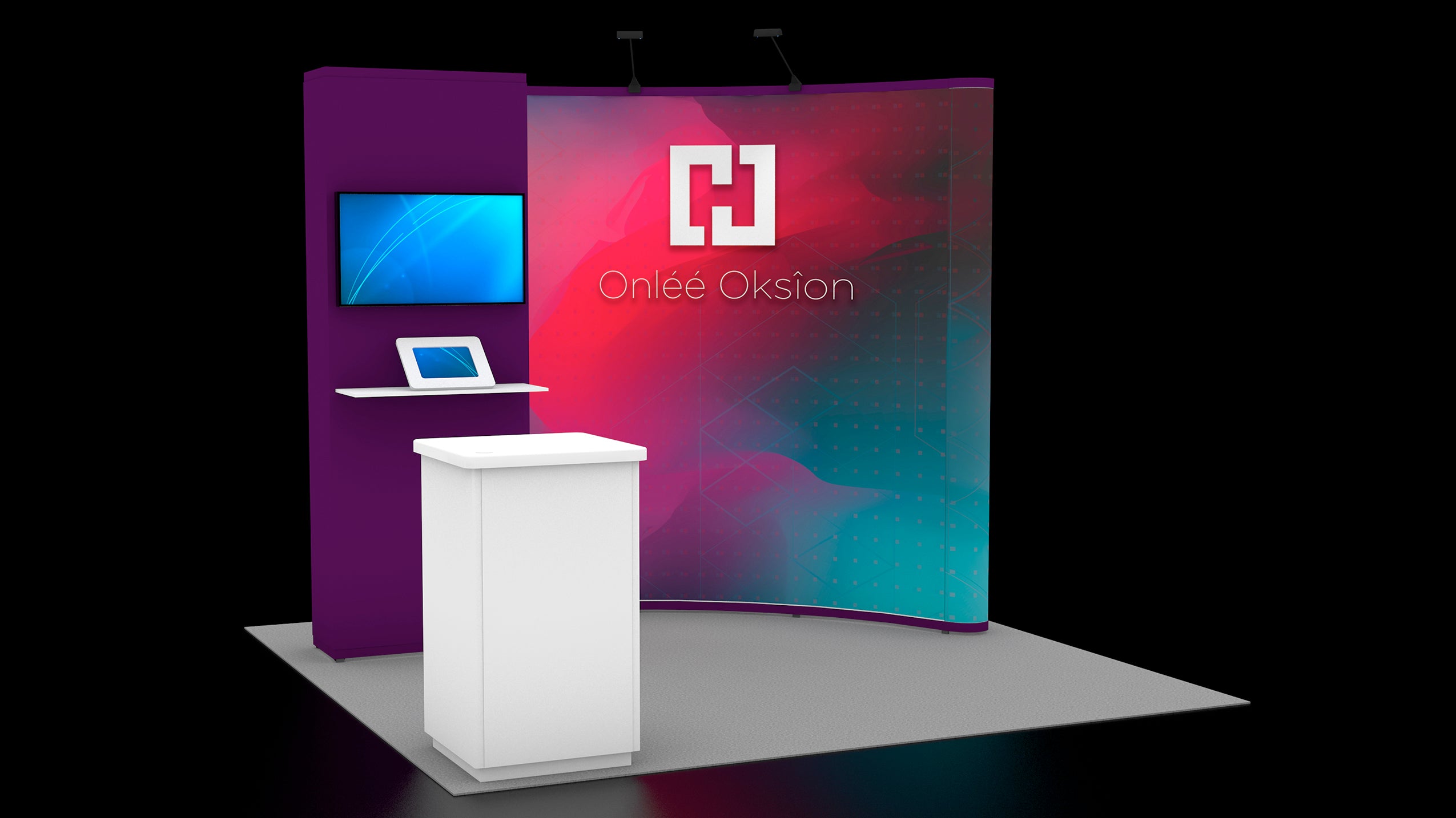 10' x 10' Portable Display w/ Integrated Kiosk and Counter (ID0396 ...