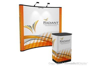 8' Instand Curved Backwall Exhibit with InkJet Case to Counter Conversion
